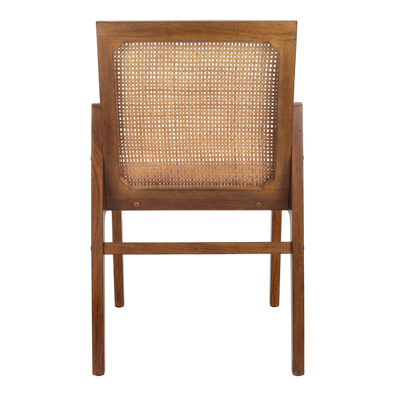 New Pacific Direct Davina Teak Dining Side Arm Chair in Java Brown
