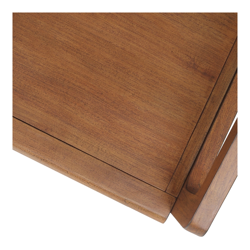 New Pacific Direct Davina Teak Dining Side Arm Chair in Java Brown