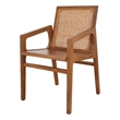 New Pacific Direct Davina Teak Dining Side Arm Chair in Java Brown