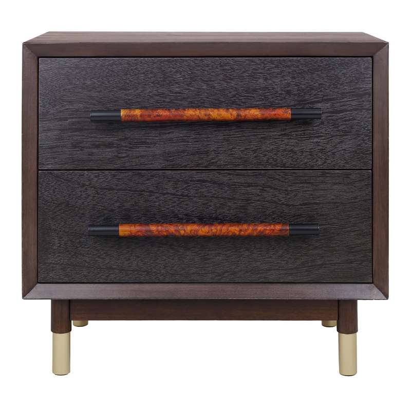 NPD Furniture Callan Nightstand/Side Table 2 Drawers in Dark Walnut