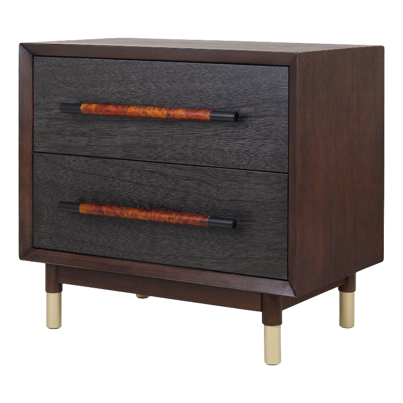 NPD Furniture Callan Nightstand/Side Table 2 Drawers in Dark Walnut