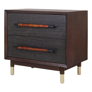 New Pacific Direct Callan Nightstand/Side Table 2 Drawers in Dark Walnut