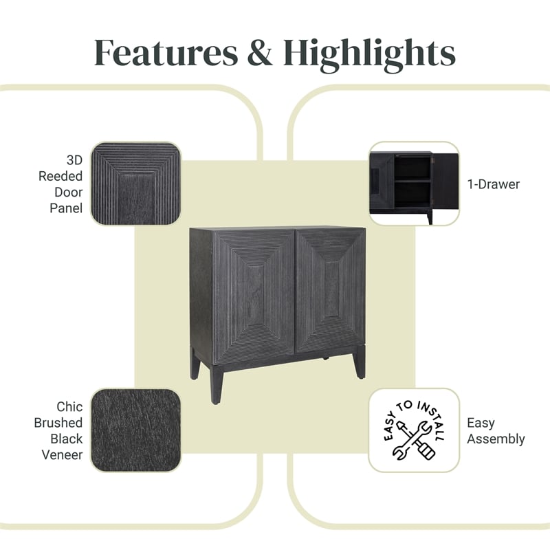 NPD Furniture Covey Cabinet 2 Doors in Brushstroke Black