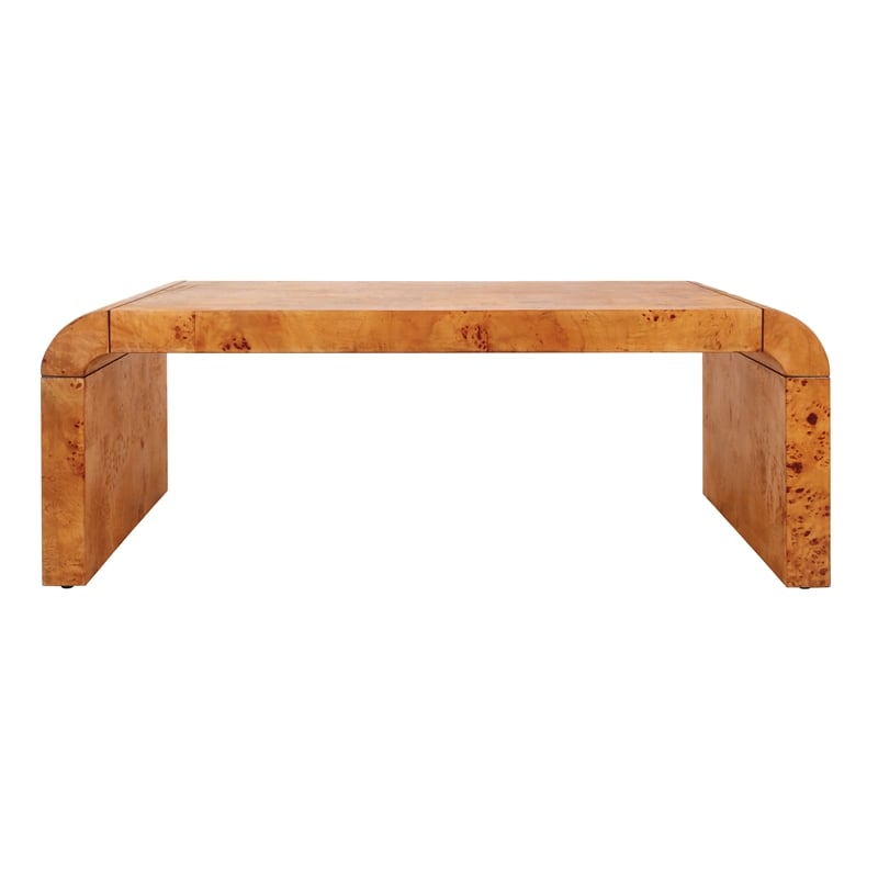 NPD Furniture Adriel Burl Wood Coffee Table in Golden Brown Burl