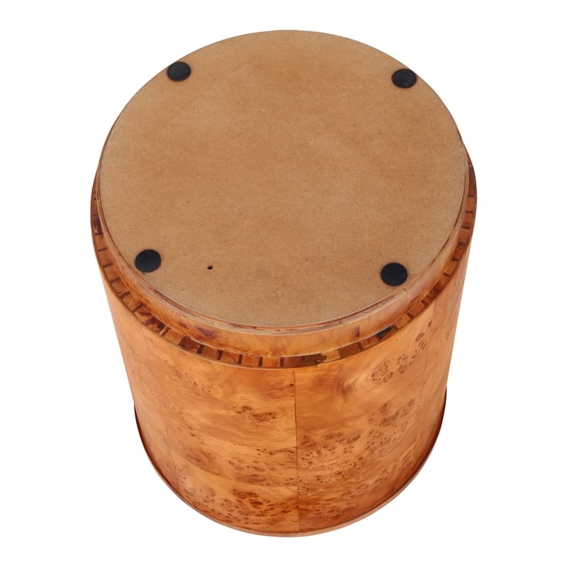 NPD Furniture Arsenio Burl Wood Round Side/End Table in Golden Brown Burl