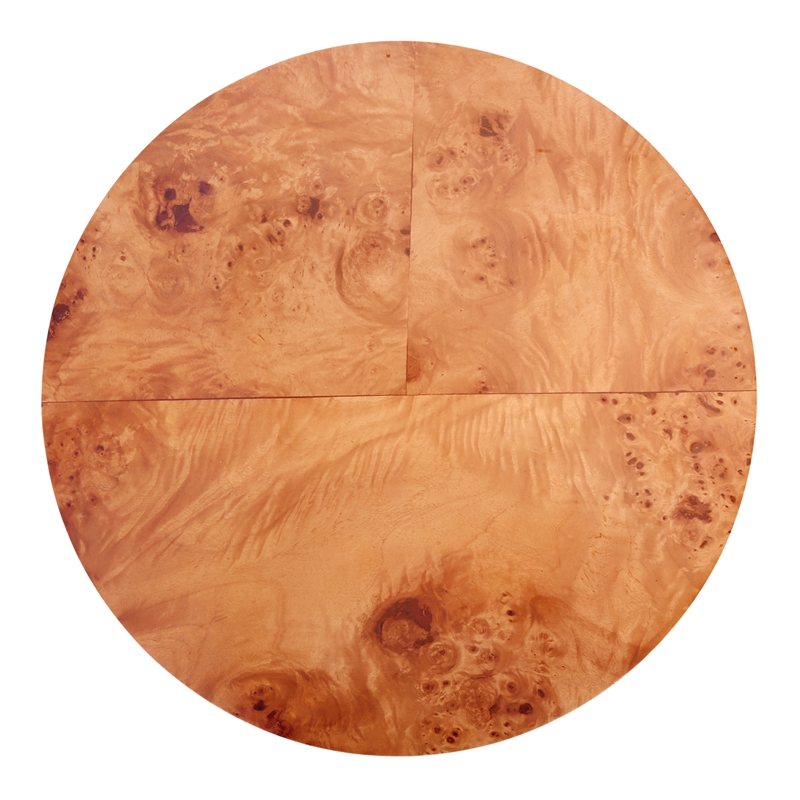 NPD Furniture Arsenio Burl Wood Round Side/End Table in Golden Brown Burl