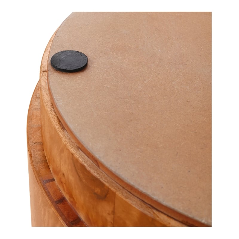 NPD Furniture Arsenio Burl Wood Round Side/End Table in Golden Brown Burl
