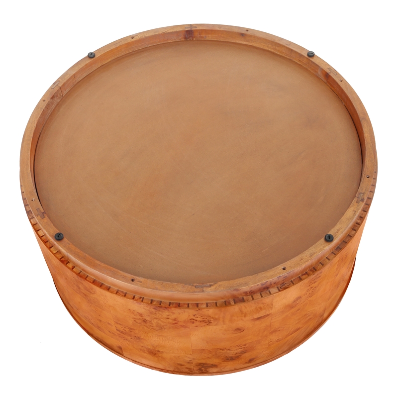 NPD Furniture Arsenio Burl Wood Round Coffee Table in Golden Brown Burl