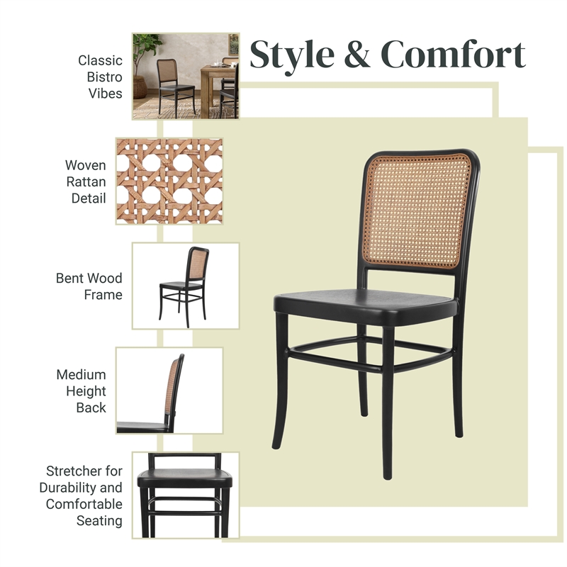 NPD Furniture Sonora Rattan Dining Side Chair Wood Seat (Set of 2)