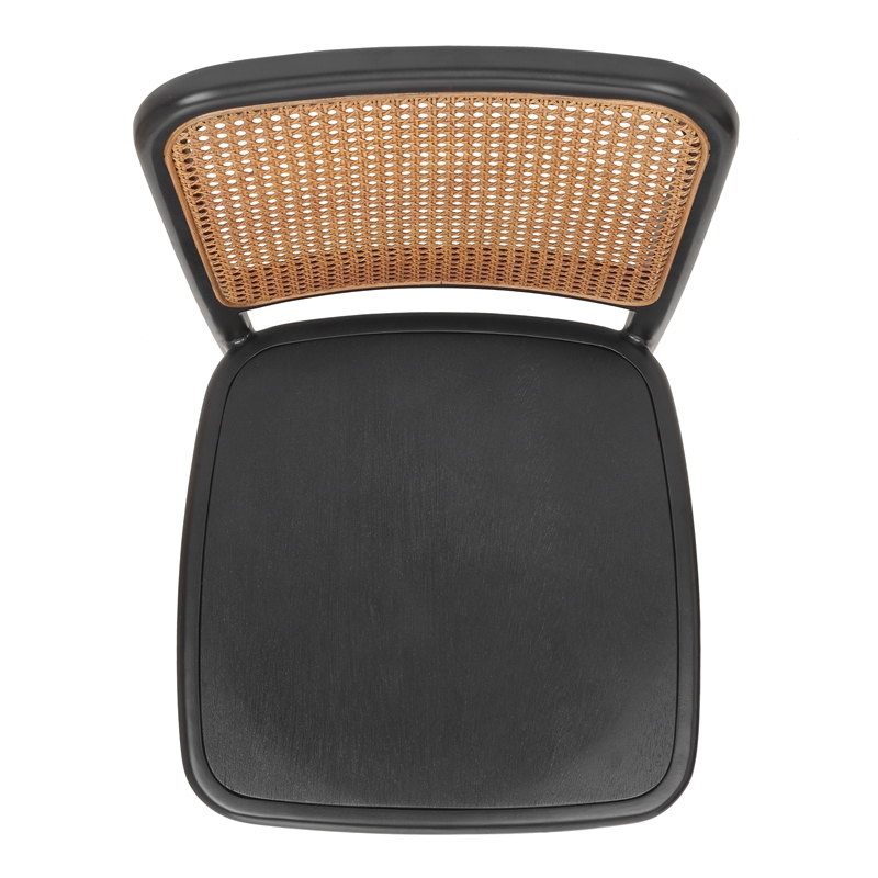 NPD Furniture Sonora Rattan Dining Side Chair Wood Seat (Set of 2)