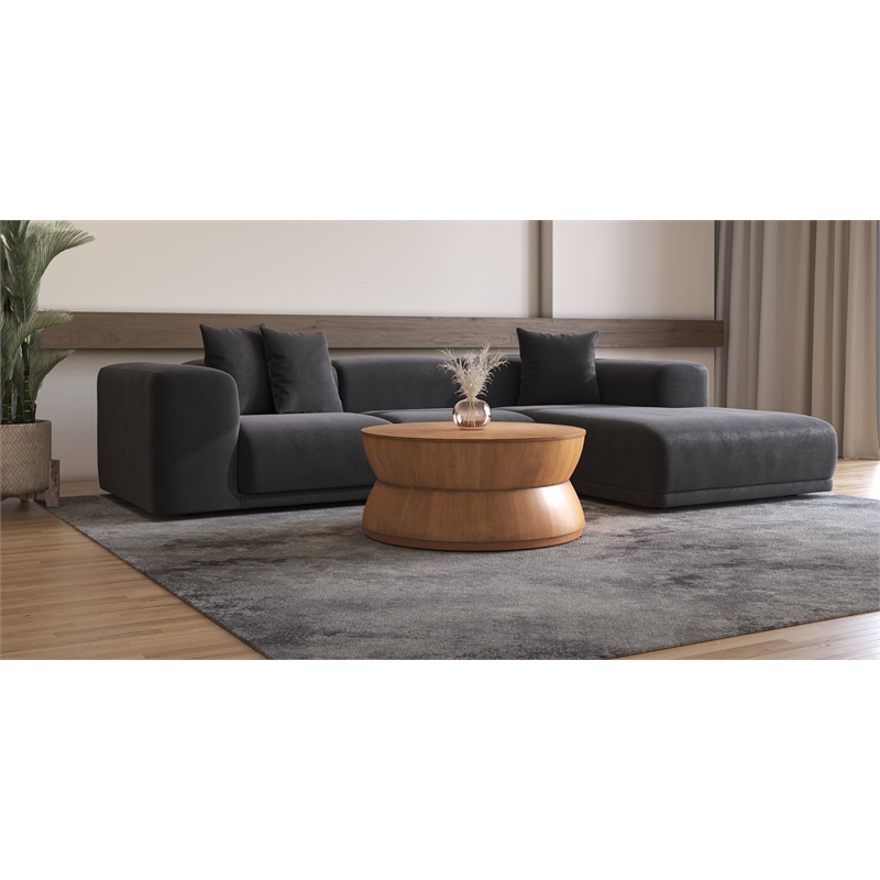 NPD Furniture Bernie Round Wood Coffee Table in Java Brown