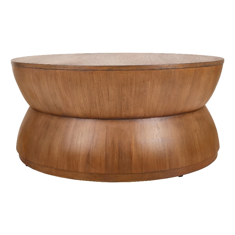 NPD Furniture Bernie Round Wood Coffee Table in Java Brown
