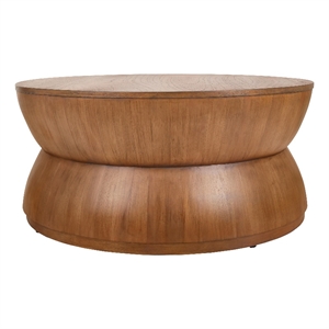 new pacific direct bernie round wood coffee table in java brown