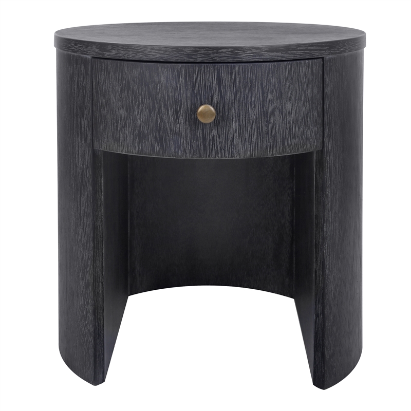NPD Furniture Watkins Round Side/End Table in Brushstroke Black
