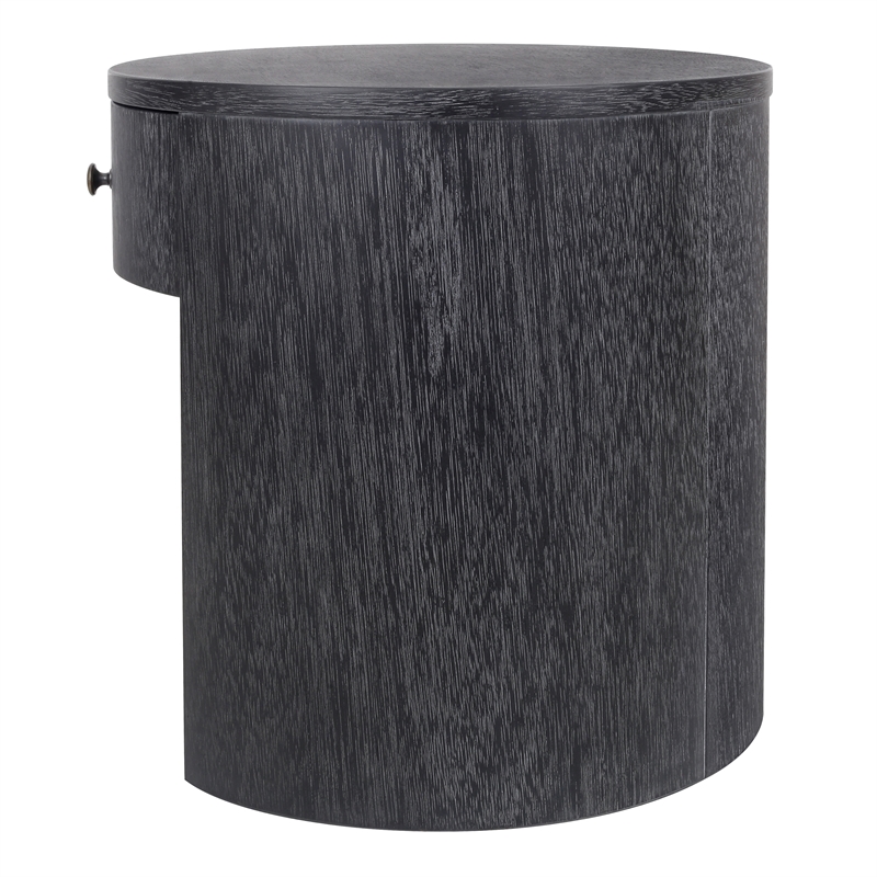 NPD Furniture Watkins Round Side/End Table in Brushstroke Black