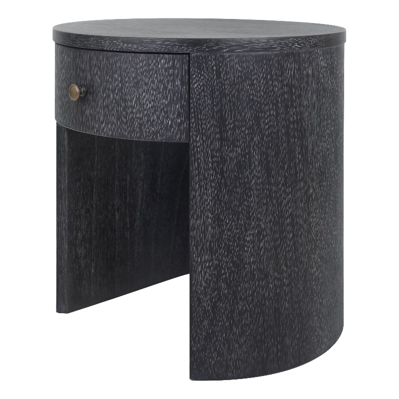 NPD Furniture Watkins Round Side/End Table in Brushstroke Black