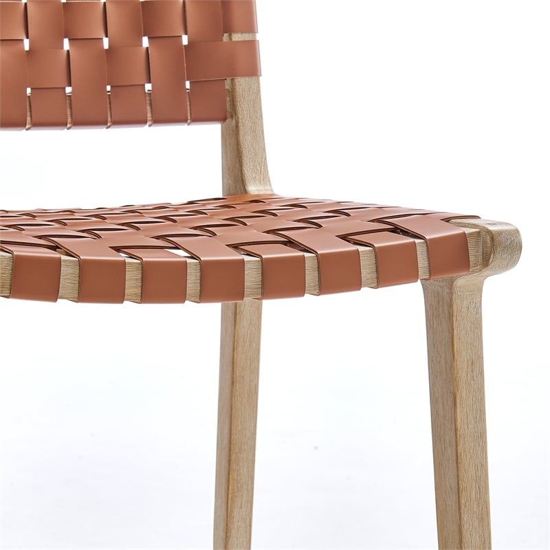 New Pacific Direct Marco Faux Leather Counter Stool Drift Wood Frame in Brown