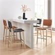 NPD Furniture Marco Faux Leather Counter Stool Drift Wood Frame in Brown