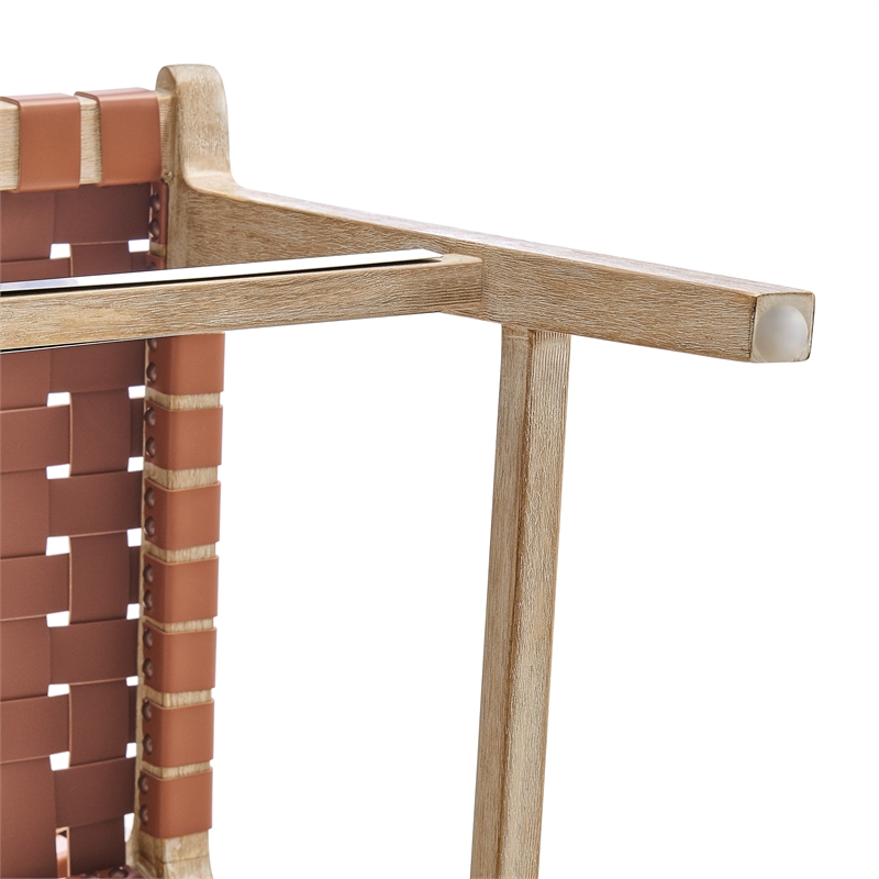 New Pacific Direct Marco Faux Leather Counter Stool Drift Wood Frame in Brown