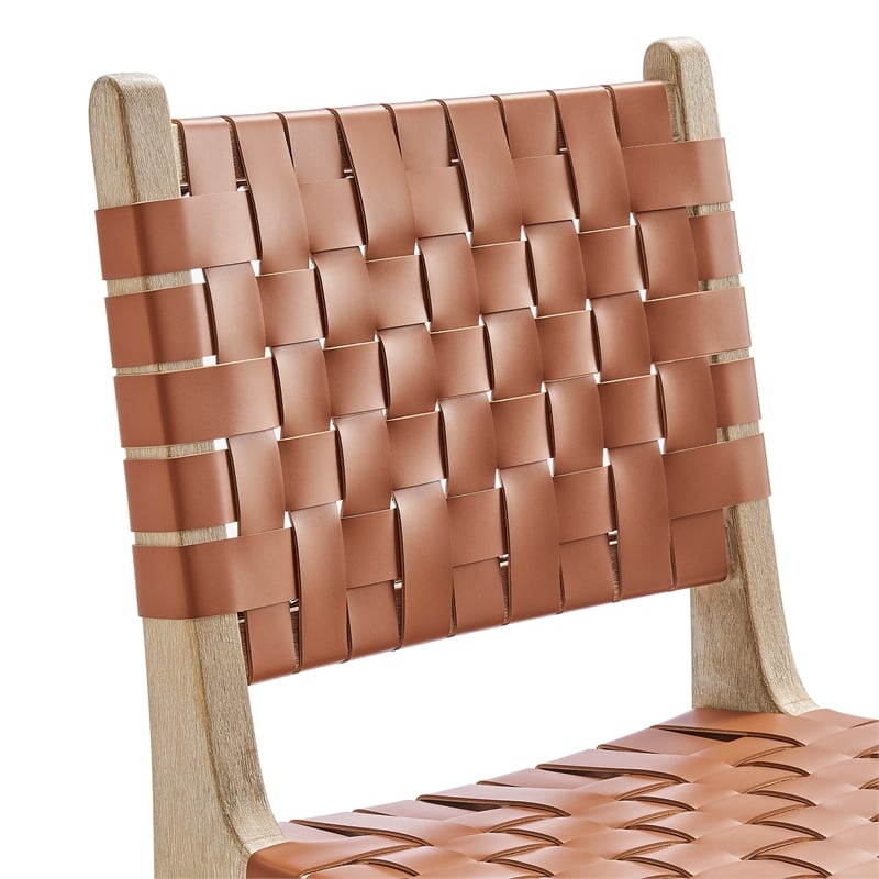 New Pacific Direct Marco Faux Leather Counter Stool Drift Wood Frame in Brown