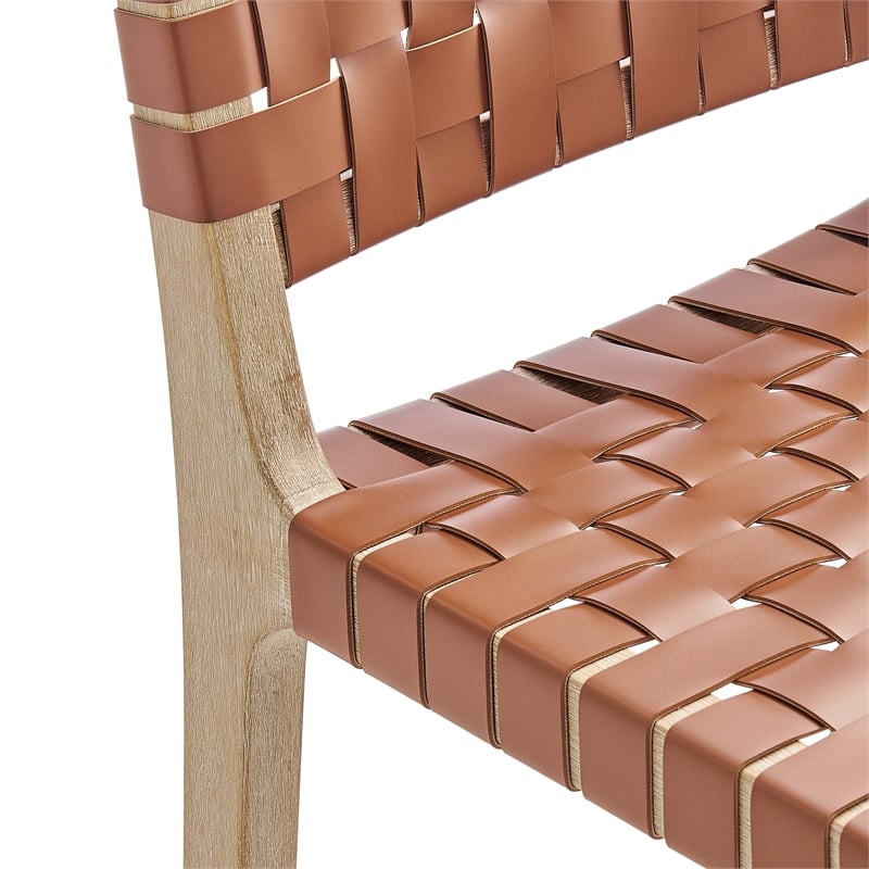 New Pacific Direct Marco Faux Leather Counter Stool Drift Wood Frame in Brown