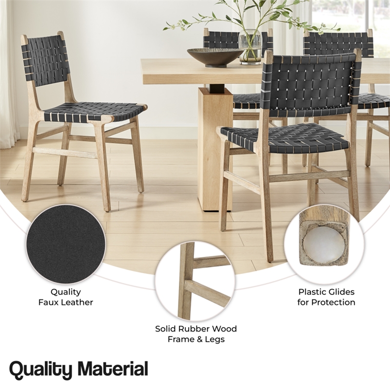 NPD Furniture Marco Faux Leather Dining Side Chair Drift Wood Frame Set of2