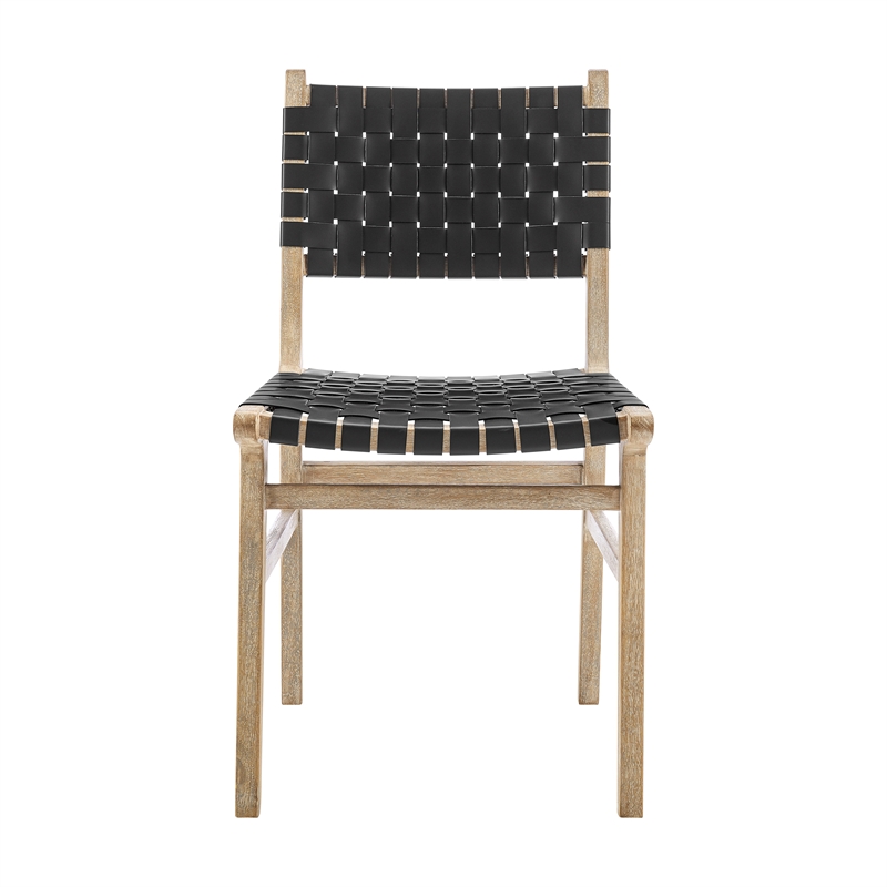 NPD Furniture Marco Faux Leather Dining Side Chair Drift Wood Frame Set of2
