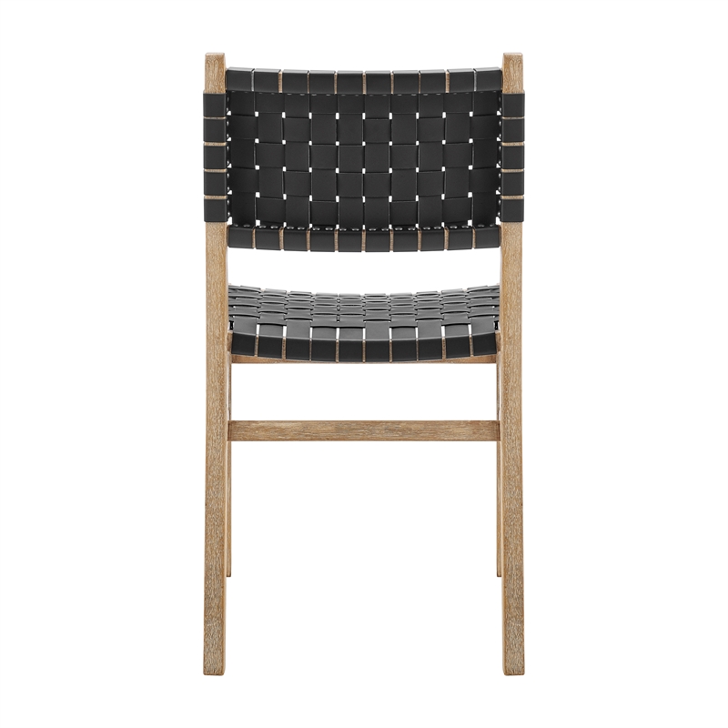 NPD Furniture Marco Faux Leather Dining Side Chair Drift Wood Frame Set of2