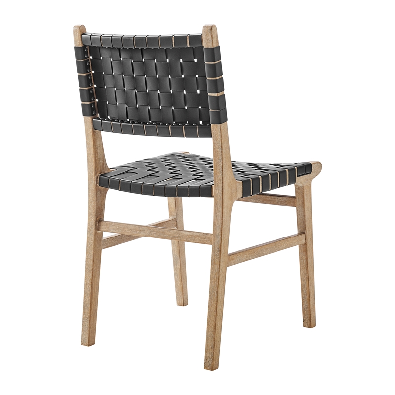 NPD Furniture Marco Faux Leather Dining Side Chair Drift Wood Frame Set of2