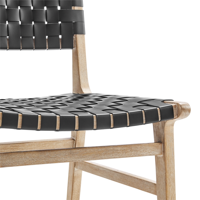 NPD Furniture Marco Faux Leather Dining Side Chair Drift Wood Frame Set of2
