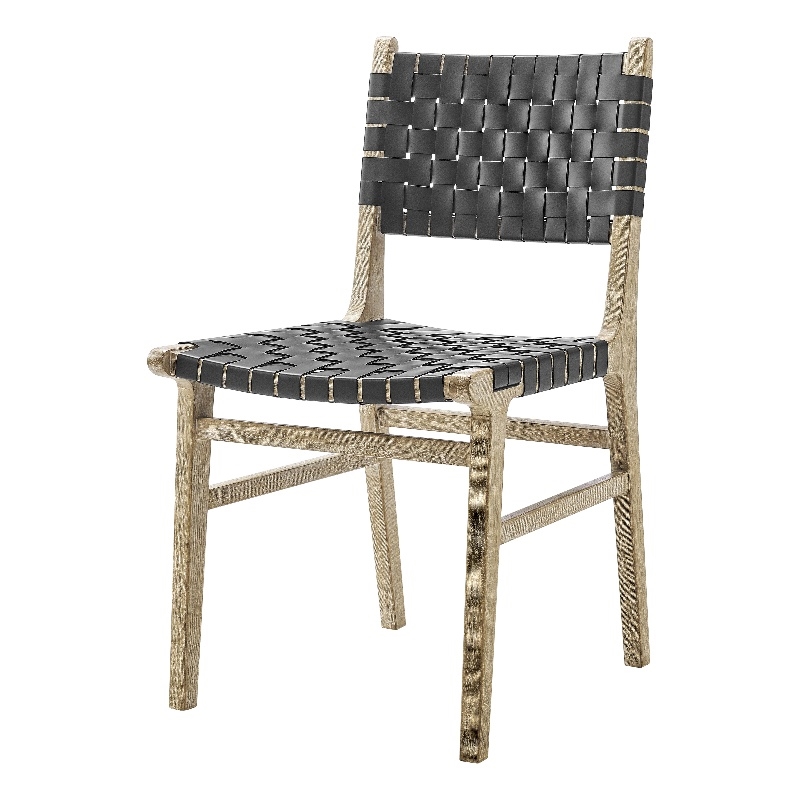 NPD Furniture Marco Faux Leather Dining Side Chair Drift Wood Frame Set of2
