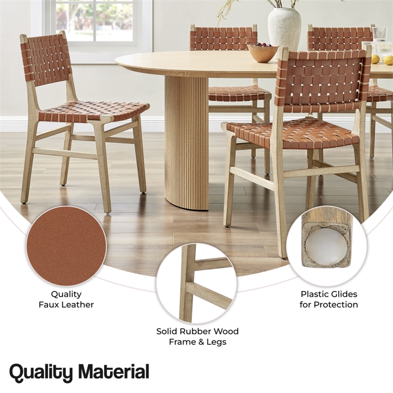 NPD Furniture Marco Faux Leather Dining Side Chair Drift Wood Frame Set of2