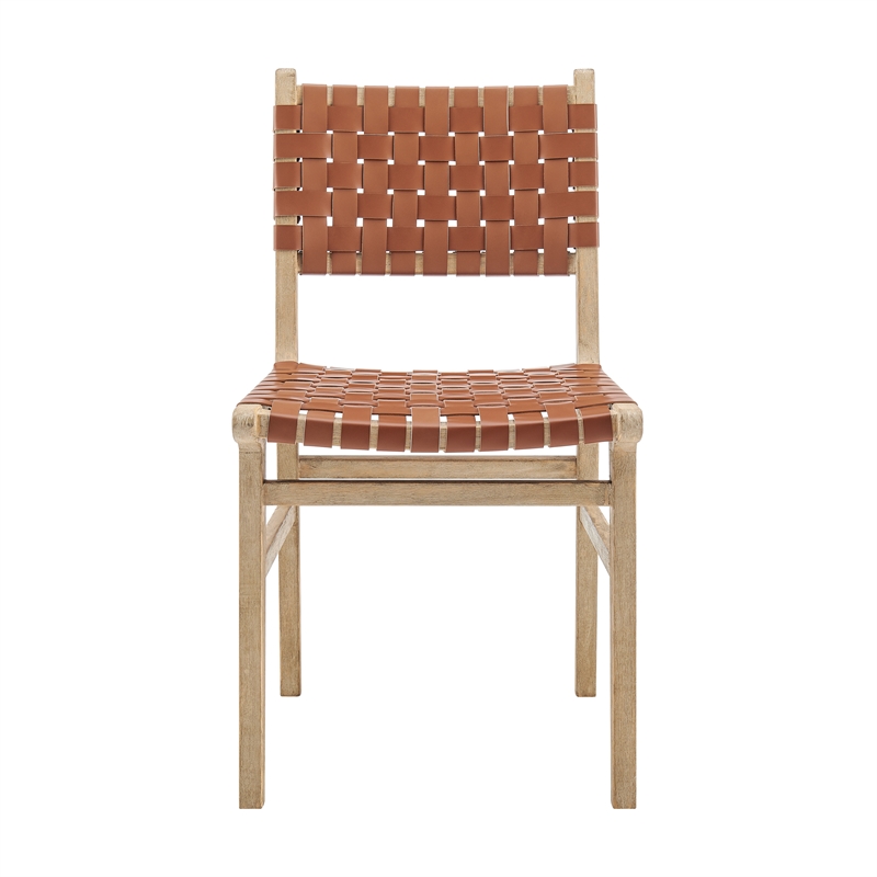 NPD Furniture Marco Faux Leather Dining Side Chair Drift Wood Frame Set of2