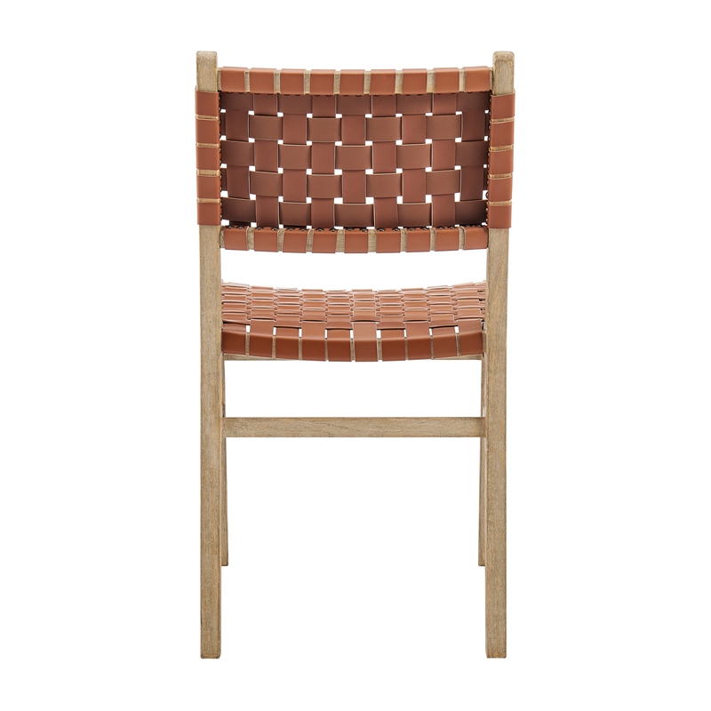NPD Furniture Marco Faux Leather Dining Side Chair Drift Wood Frame Set of2