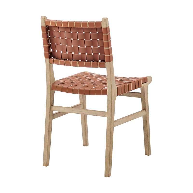 NPD Furniture Marco Faux Leather Dining Side Chair Drift Wood Frame Set of2
