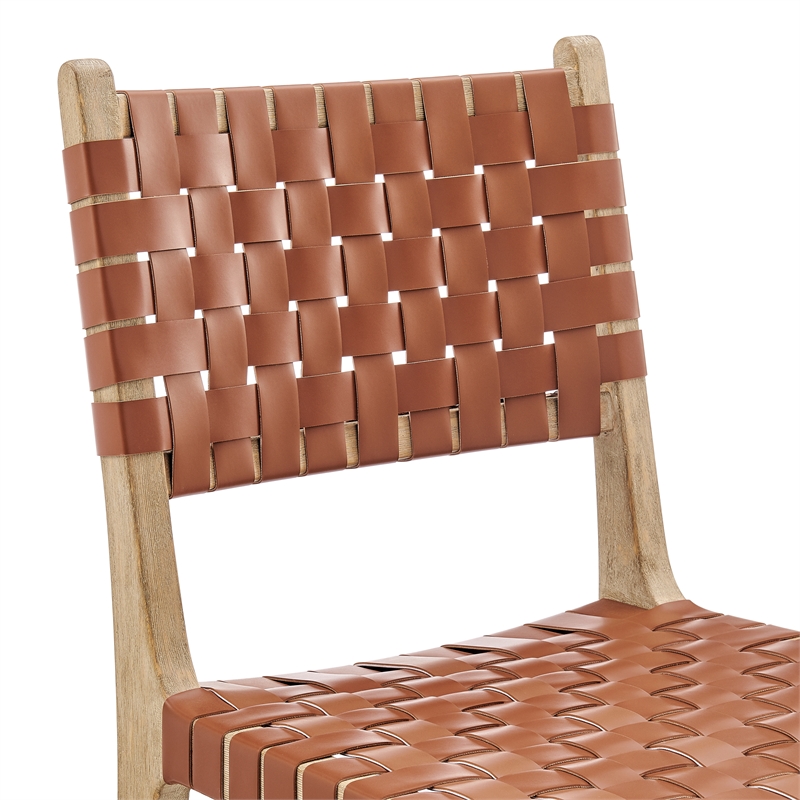 NPD Furniture Marco Faux Leather Dining Side Chair Drift Wood Frame Set of2