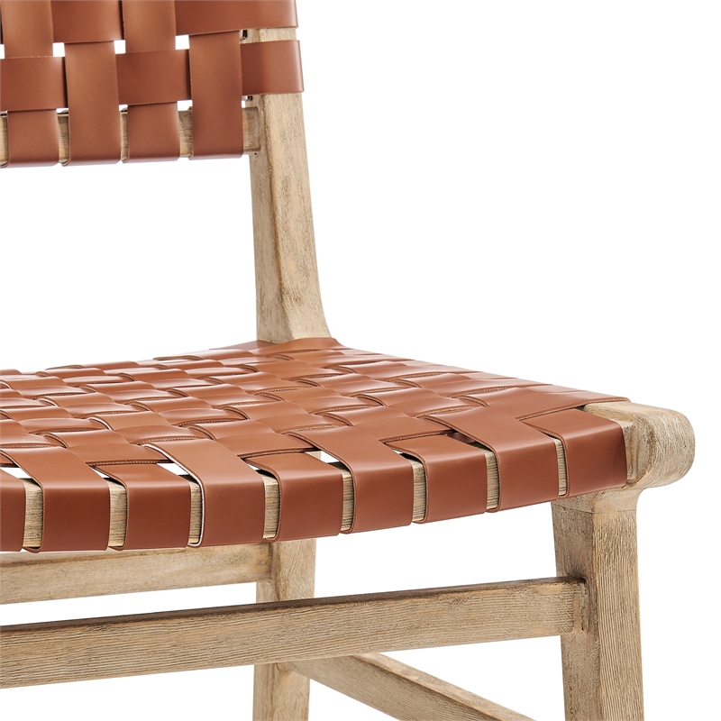 NPD Furniture Marco Faux Leather Dining Side Chair Drift Wood Frame Set of2