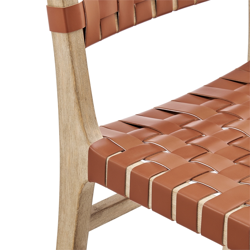 NPD Furniture Marco Faux Leather Dining Side Chair Drift Wood Frame Set of2