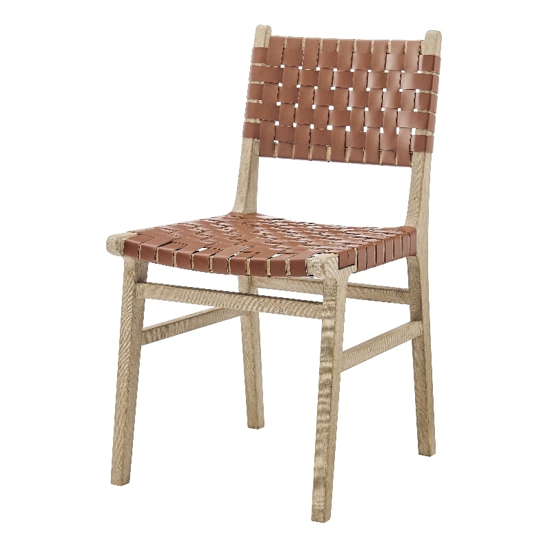 NPD Furniture Marco Faux Leather Dining Side Chair Drift Wood Frame Set of2
