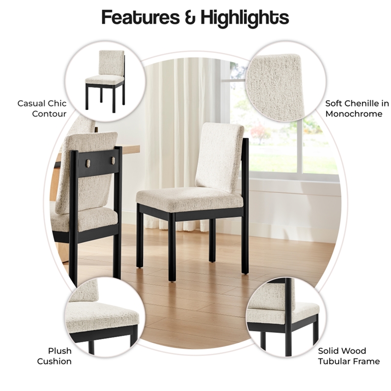 NPD Furniture Melvin KD Chenille Dining Side Chair Black Frame (Set of 2)