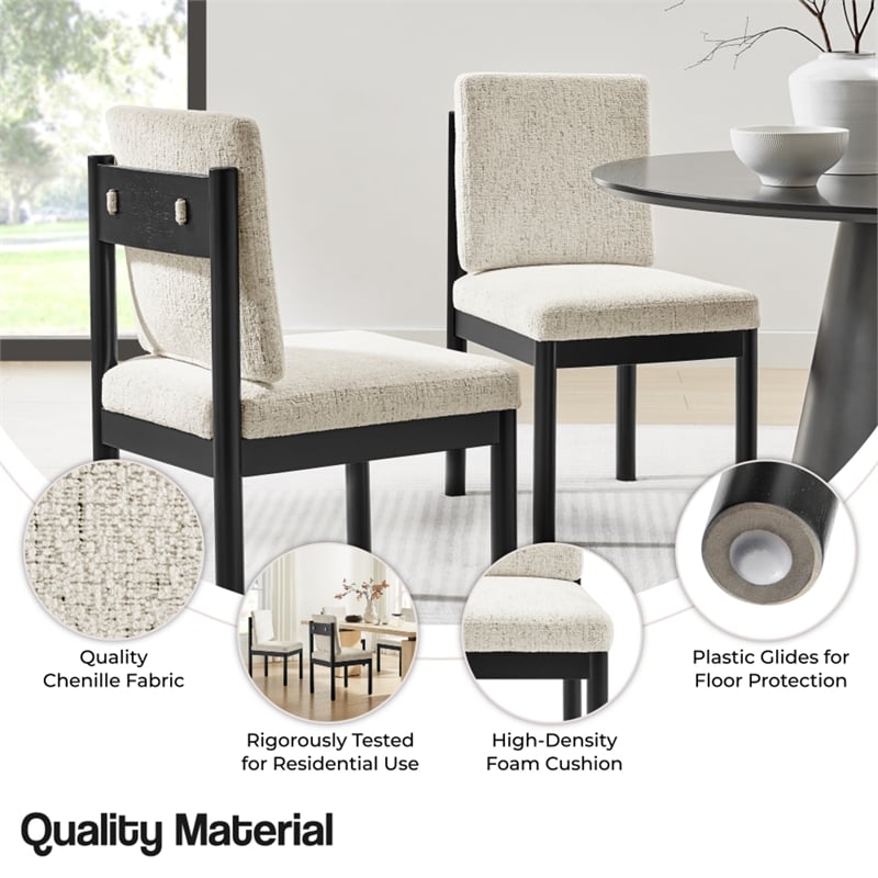NPD Furniture Melvin KD Chenille Dining Side Chair Black Frame (Set of 2)