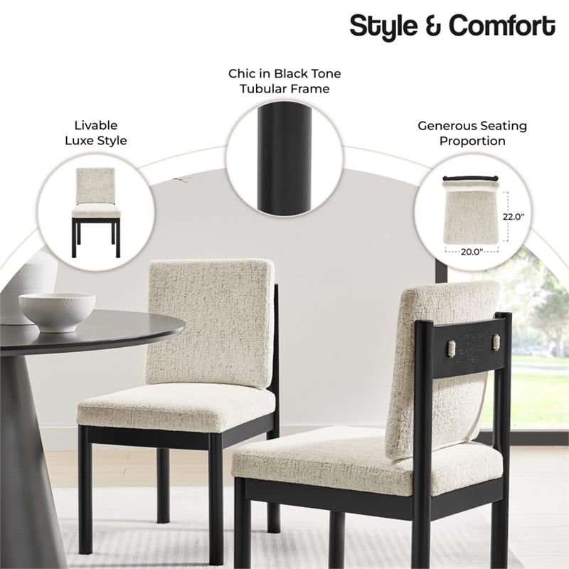 NPD Furniture Melvin KD Chenille Dining Side Chair Black Frame (Set of 2)