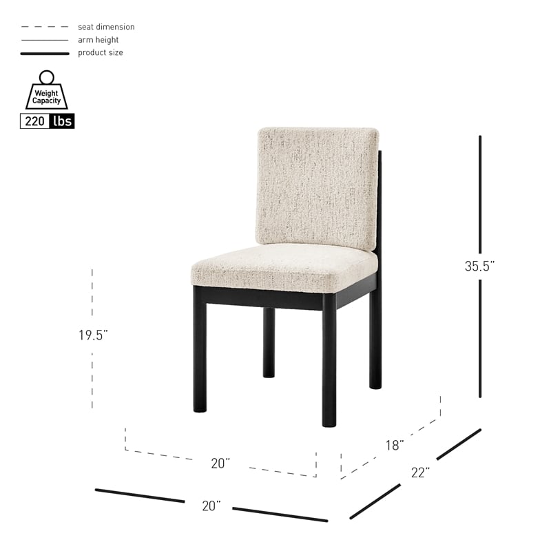 NPD Furniture Melvin KD Chenille Dining Side Chair Black Frame (Set of 2)