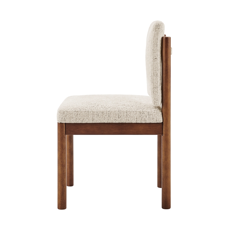 NPD Furniture Melvin KD Chenille Dining Side Chair in Cream (Set of 2)