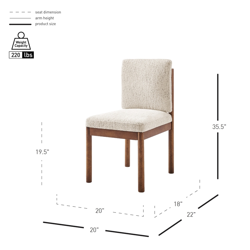 NPD Furniture Melvin KD Chenille Dining Side Chair in Cream (Set of 2)