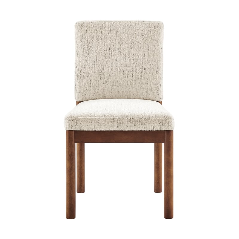 NPD Furniture Melvin KD Chenille Dining Side Chair in Cream (Set of 2)