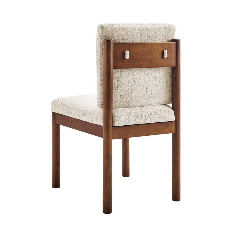 NPD Furniture Melvin KD Chenille Dining Side Chair in Cream (Set of 2)