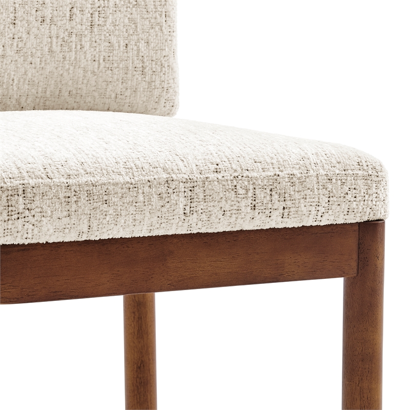 NPD Furniture Melvin KD Chenille Dining Side Chair in Cream (Set of 2)