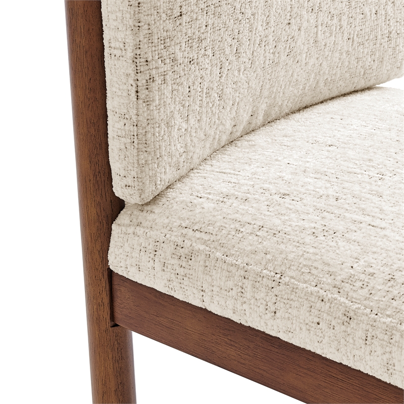 NPD Furniture Melvin KD Chenille Dining Side Chair in Cream (Set of 2)