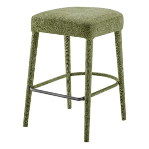 New Pacific Direct Rylee KD Chenille Backless Counter Stool in Green (Set of 2)